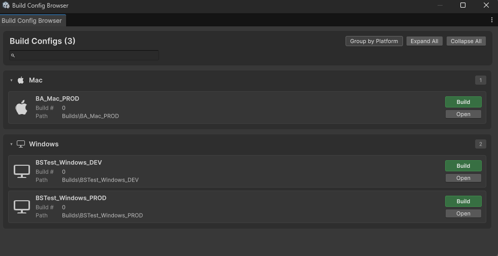 Build Config Browser
