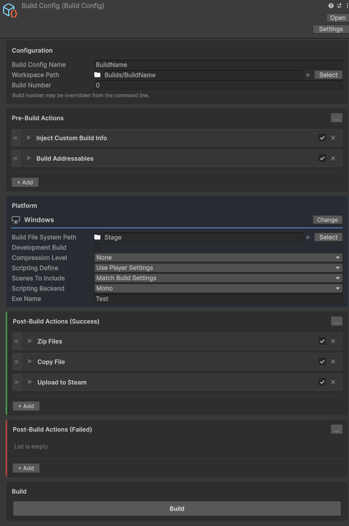 Example Windows build config